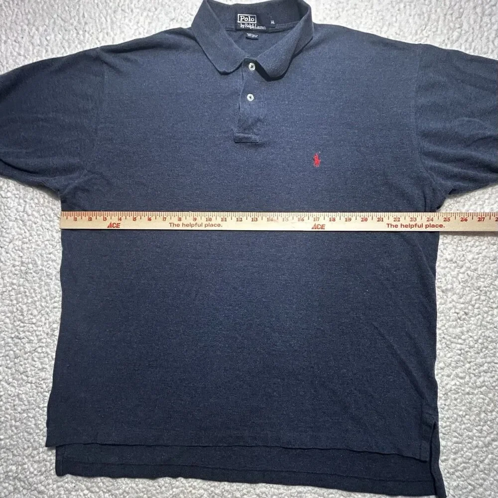 Polo Ralph Lauren Men Shirt Size XL Navy Blue Heather Cotton Short Sleeve Polo